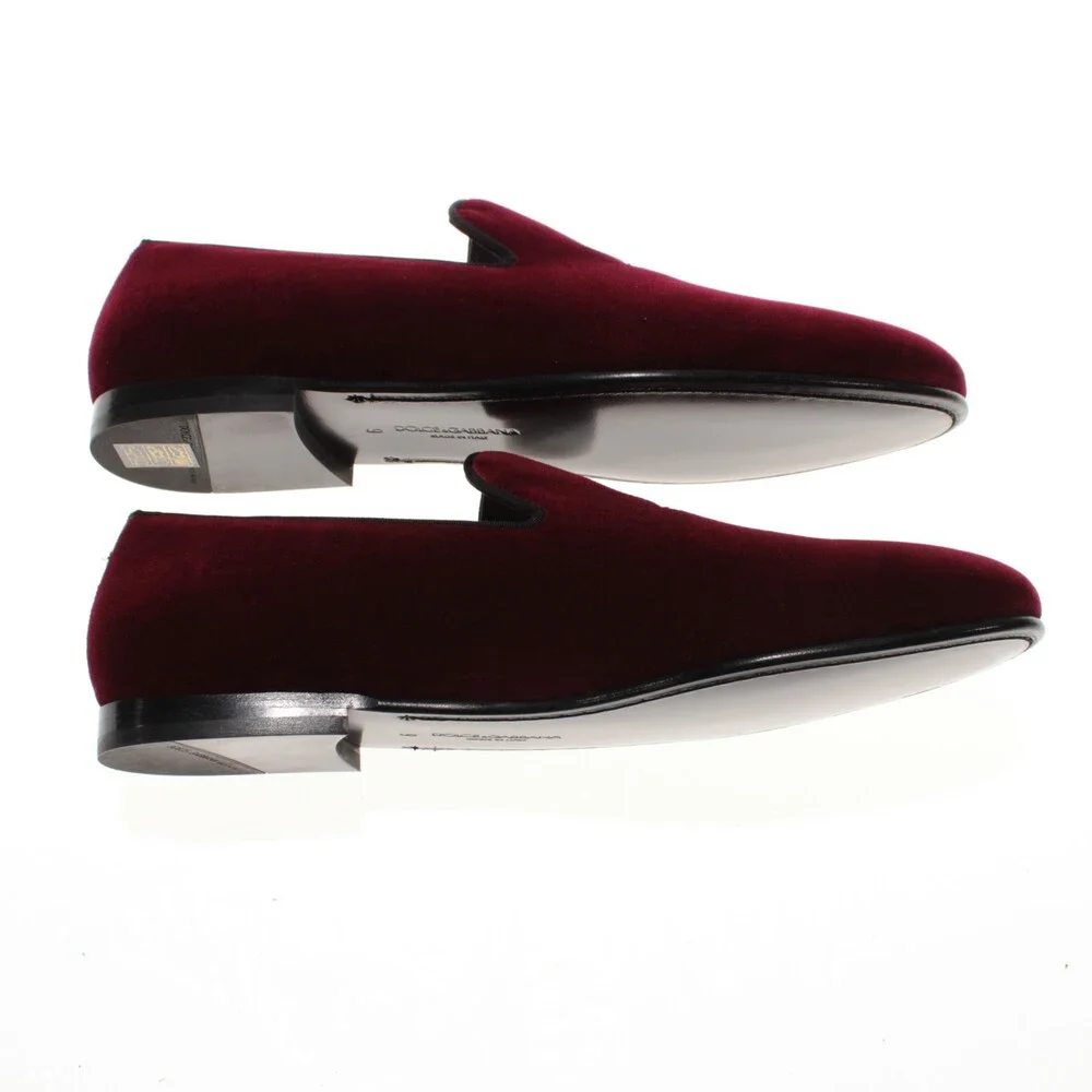Dolce&Gabbana NWB Slip On Loafers Size 9 US Burgundy Velvet Made in Italy